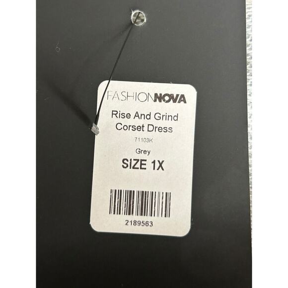 Fashion Nova Dress Size 1X Grey Rise and Grind Corset Long Sleeve Mini - Picture 9 of 12